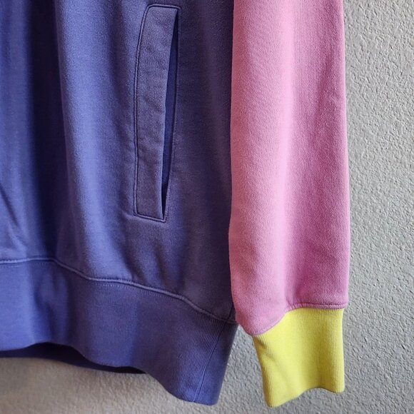 Teddy Fresh Hoodie Mens Medium Pullover Pastel Colorblock Purple Pink Blue Yello - Picture 3 of 11